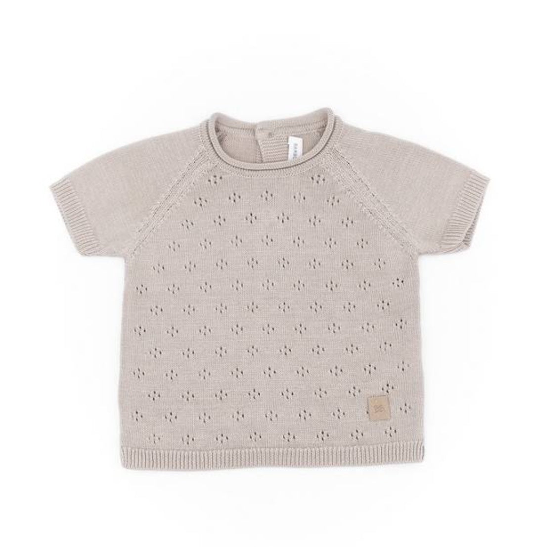 BAMBOOM Completo knitted traforato corto - cammello