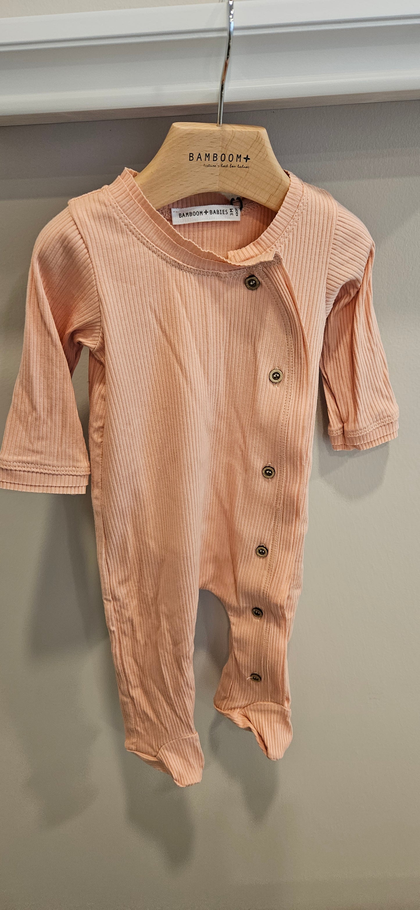 BAMBOOM Tutina apertura laterale con piedini - soft peach