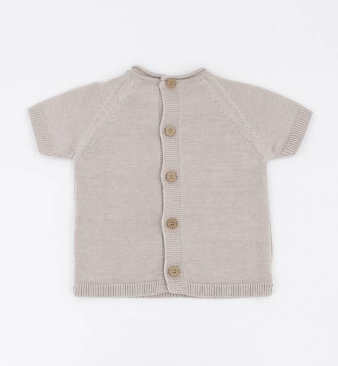BAMBOOM Completo knitted traforato corto - cammello