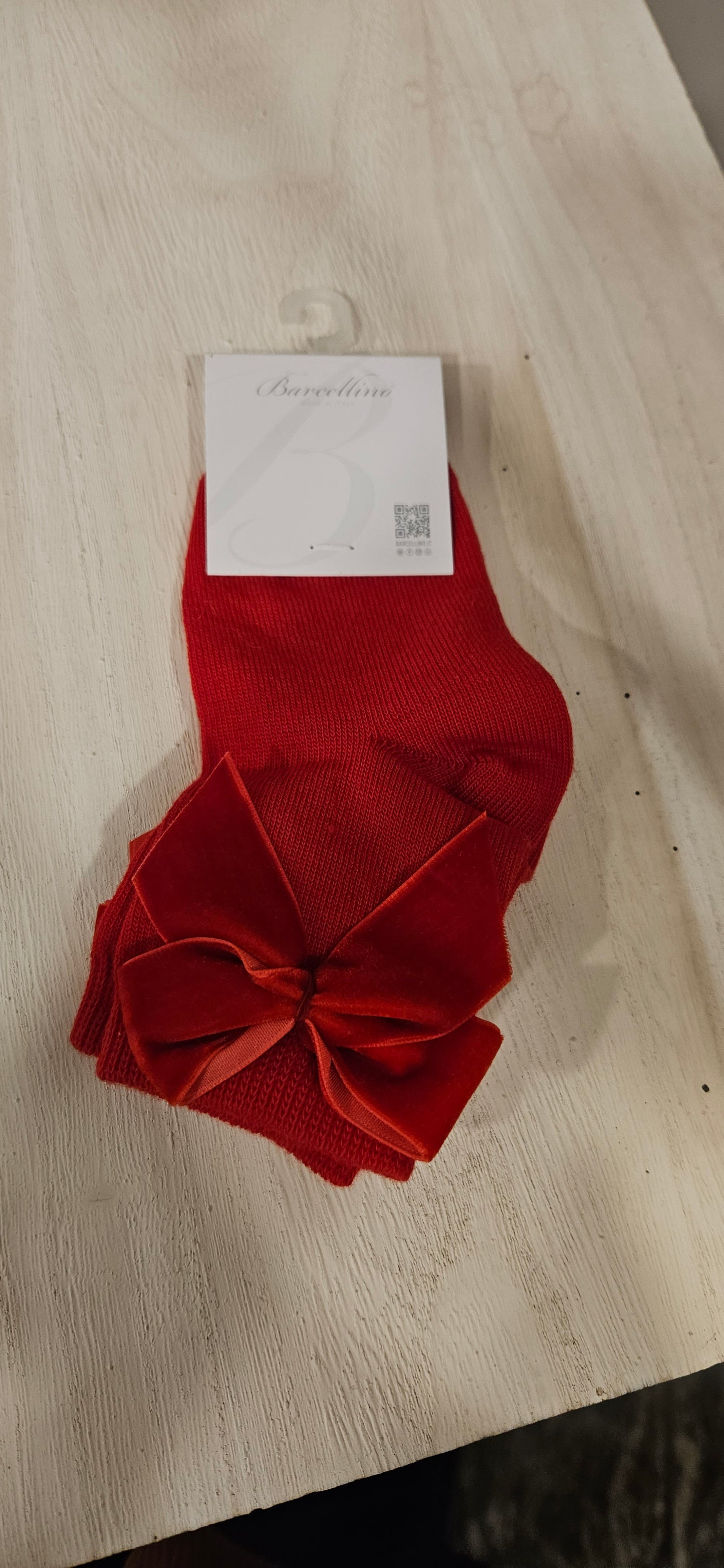 BARCELLINO Calzino in cotone con fiocco - rosso