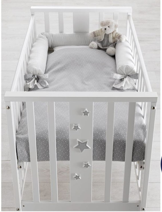 ERBESI Lettino co-sleeping Mini - Stelline grigio + tessile