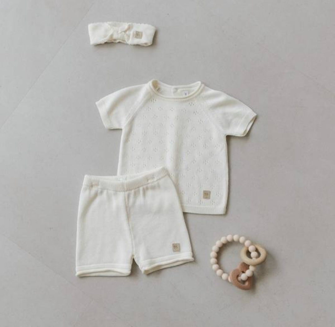 BAMBOOM Completo traforato knitted corto - bianco