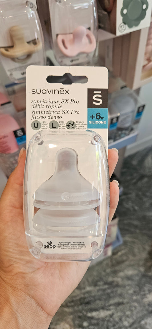 V2087 - SUAVINEX TETTARELLA BIBERON SX PRO SILICONE FLUSSO DENSO - 2PZ SUZIONE NATURALE PER LIQUIDI PIÙ SPESSI