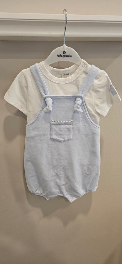 TUTTO PICCOLO Pagliaccetto corto + t-shirt bimbo - sky blue