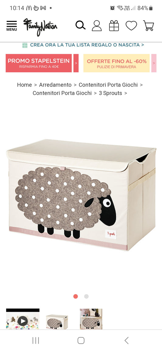 V2532 3SPROUTS - BAULE PORTAGIOCHI PECORA