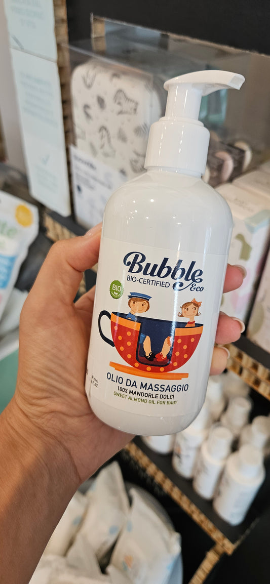 V2298 - BUBBLE OLIO DA MASSAGGIO 100% MANDORLE DOLCI - CURA NATURALE E DELICATA PER LA PELLE DEL TUO BAMBINO